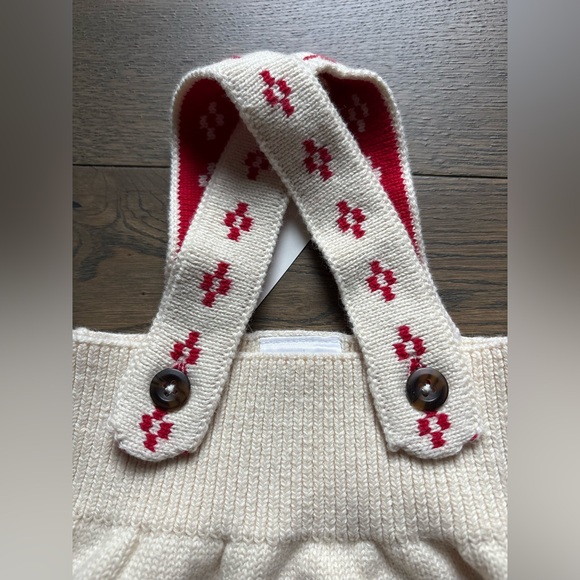 New Hanna Andersson Christmas/Holiday Knit Sweater Dress In Ivory/Dear Deer 2T - Picture 5 of 11